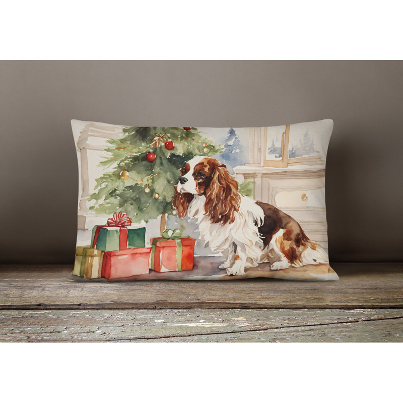 Coussin décoratif en tissu Cavalier Spaniel Christmas