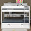Lit superposé avec rangement et lit gigogne, structure de lit superposé en bois peu encombrante avec tablettes de chevet-303267744-303267745