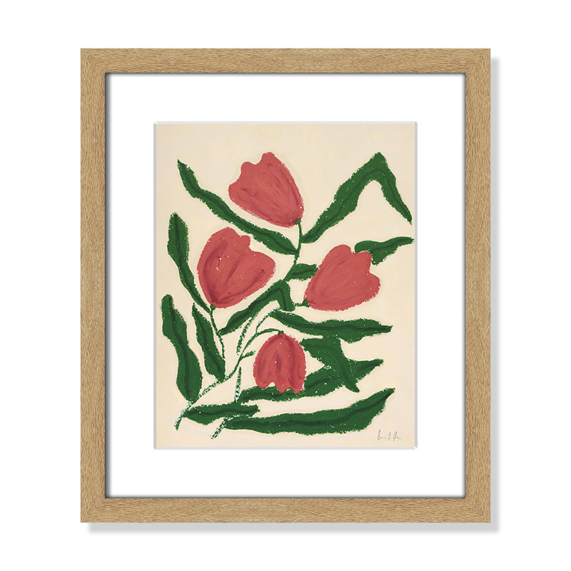 « Tulipes rouges » Estampe de Camilla Bergqvist, H 15 po x l 13 po x P 1,25 po