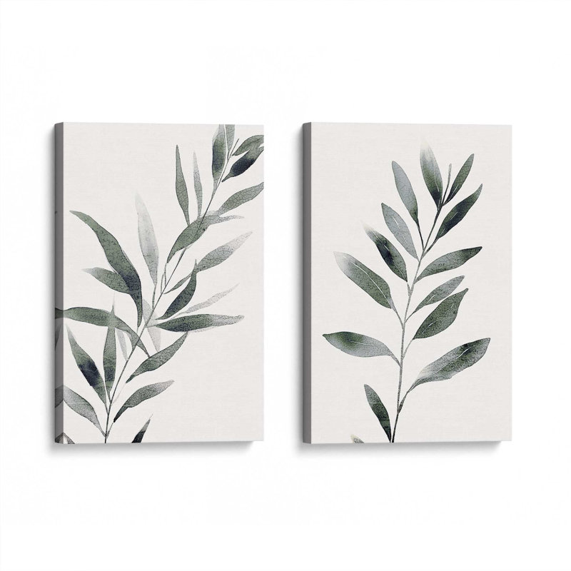2 - Pièces sur toile, Toile tendue, H 18 po x l 12 po, Vert
