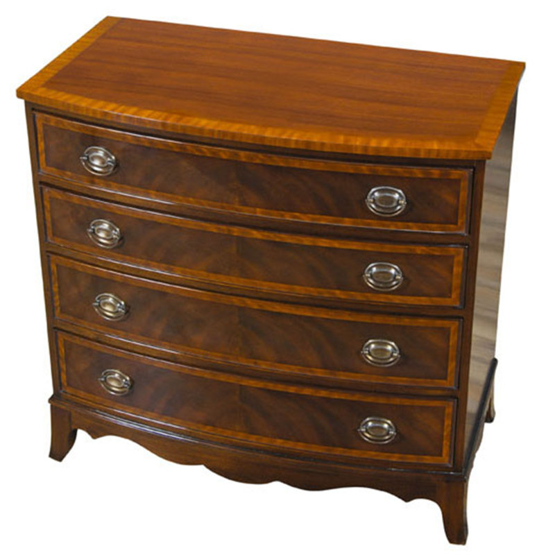 Commode Hepplale blanche à bandes acajou