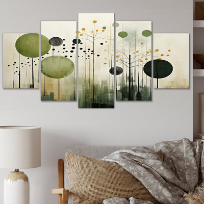 Vert vert beige moderne scandinave Serenade I - art mural moderne-scandinave sur toile - 5 panneaux