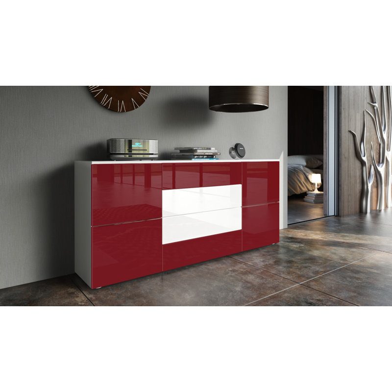 Mccraney Sideboard, White (matt)/Burgundy (glossy)/White (glossy)