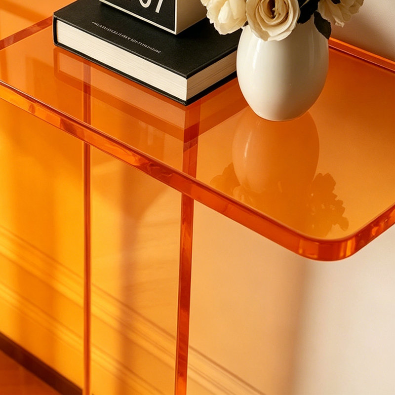 Console simple et transparente en acrylique, 31.5" H x 39.37" W x 11.81" D, Orange, Orange, Orange