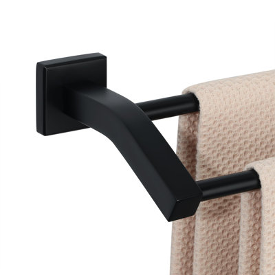 Double Bath Towel Bar, 24" Towel Racks for Bathroom, Matte Black