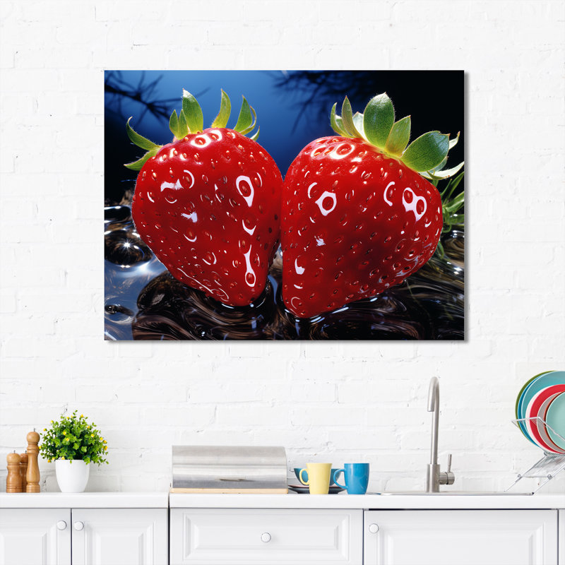 Romantiques rubis, fraise et sonate IV - fruits, art mural, H 30 po x l 40 po x P 1,5 po