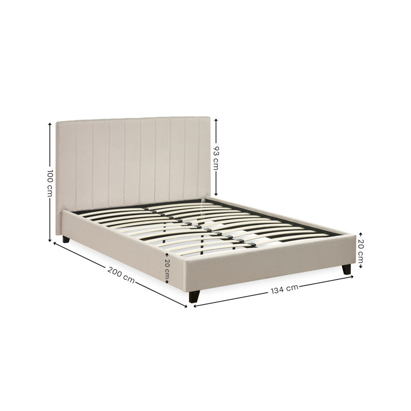 Osias Linen Upholstered Bed Frame, Small Double (4'), Cream