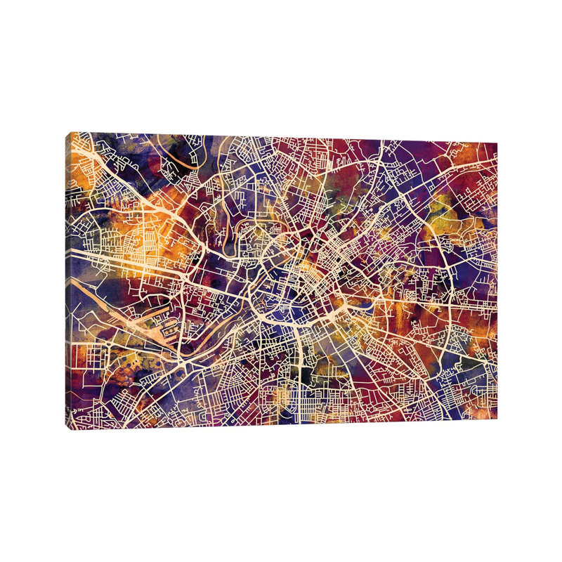 Manchester England Street Map I by Michael Tompsett - Wrapped Canvas Gallery-Wrapped Canvas Giclée, 152.5 cm H x 101.5 cm W