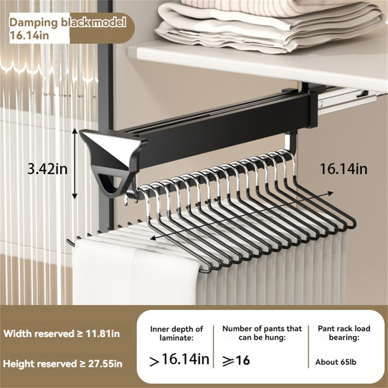 Porte-pantalons extensible avec glissière, H 3,42 po x l 2 po x P 16,14 po