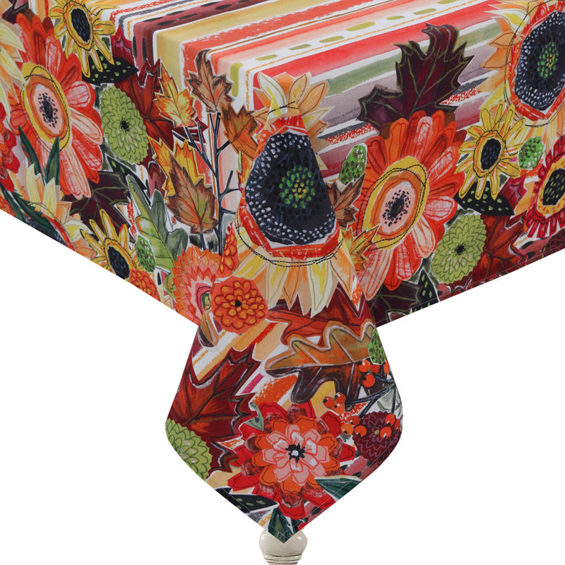 Harvest Snippets Rectangular Fall Fabric Tablecloth 70" x 120"