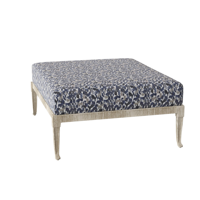 Wiltshire Outdoor Ottoman, Weathered White, Fairview Indigo Abstract Sunbrella®