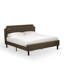 Ensemble de chambre avec très grand lit plateforme 2 pièces avec très grand lit capitonné à boutons et 1 petite table de chevet acajou antique - Similicuir brun foncé avec texture noire et pieds noirs-833297004-833296992
