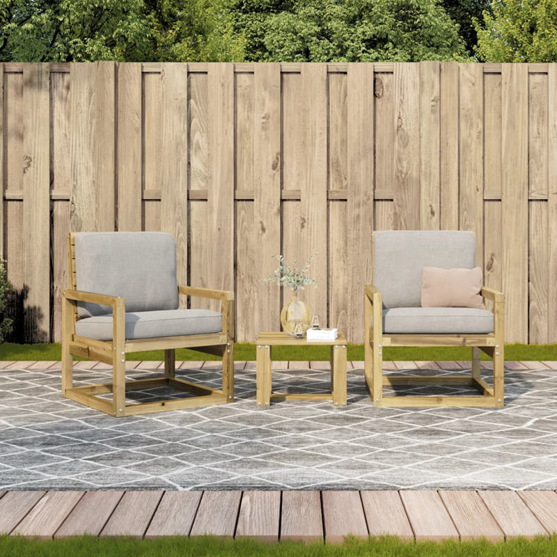 Alpen Home 3 Piece Garden Lounge Set Impregnated Wood Pine, Honey Brown