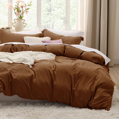 Bedsure Microfiber Duvet Cover Full Size - Prewashed Cotton-Like Extra Soft Bedding Set (Set of 3)