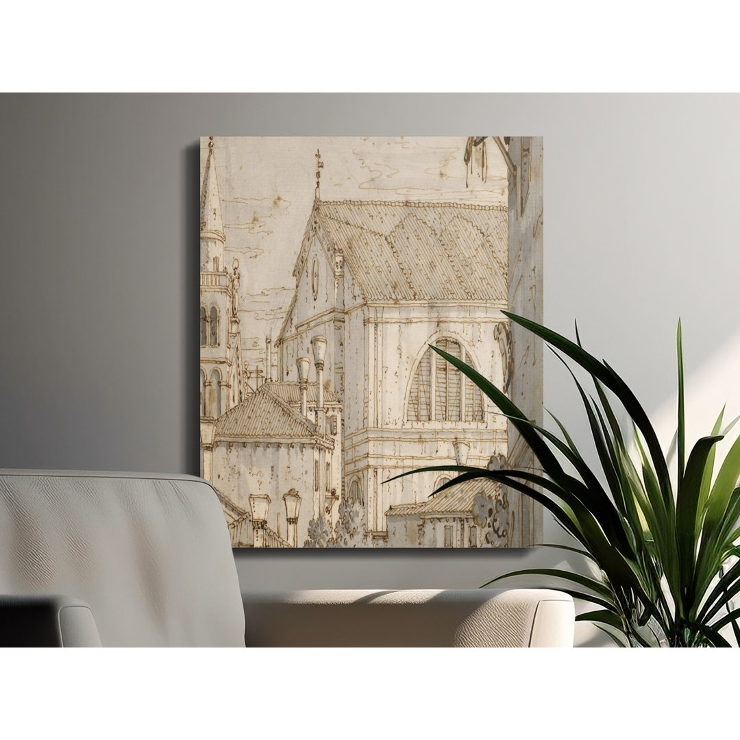 Venice Architectural Canvas Wall Art, Italian Building Sketch, Gallery Wrapped, Ready to Hang, Archival Quality, Home Decor Statement Piece