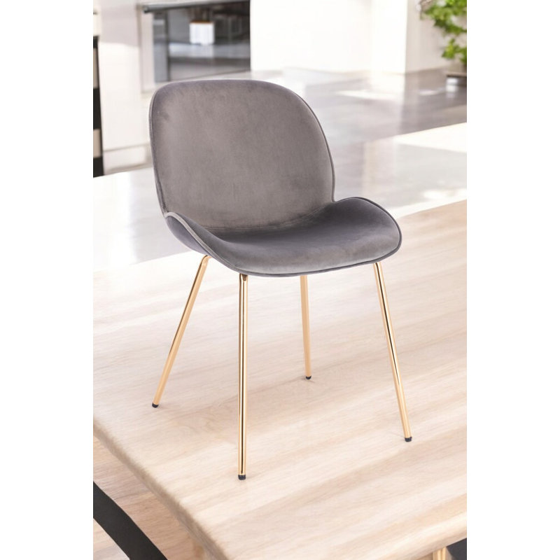 Koketa 16'' H Velvet Upholstered Metal Folding Side Chair, Gray