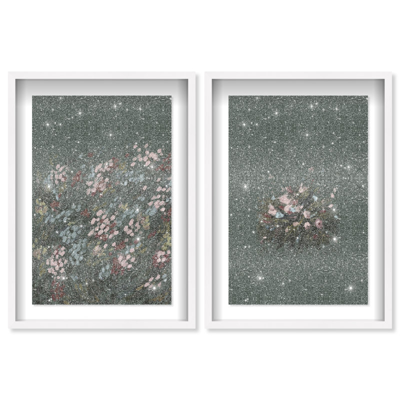 Subtle Universe Set Shadowbox Abstract Print by Oliver Gal, Black Frame, 10 x 15, 21.5"H x 31.5"W, White Shadowbox
