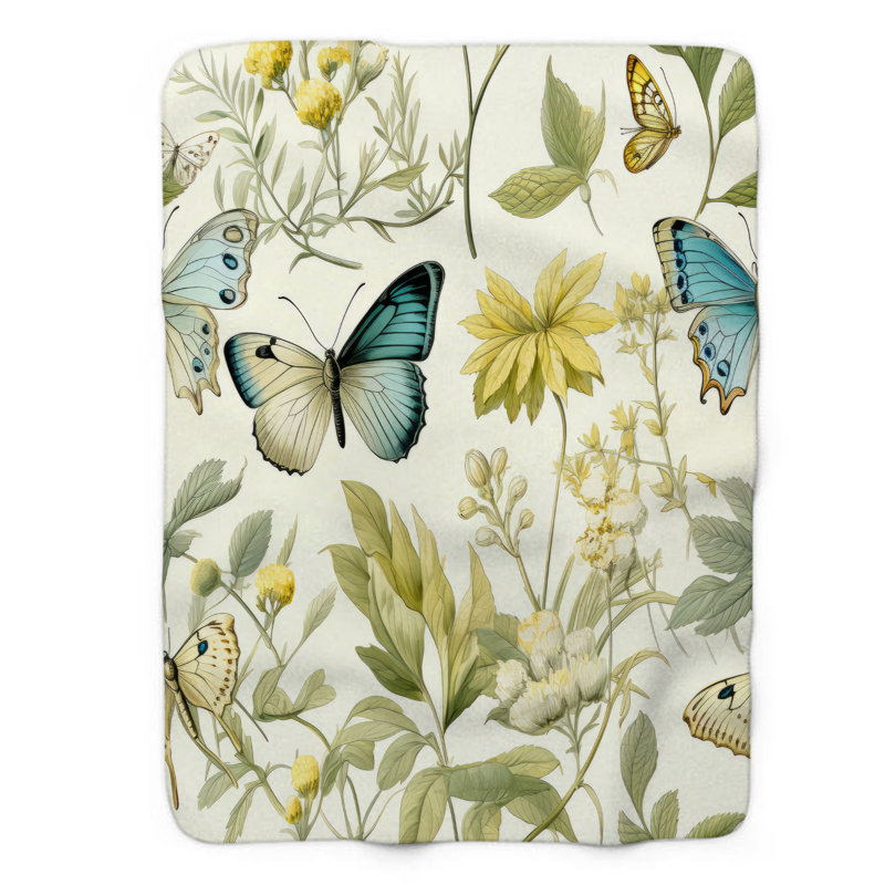 Papillons botaniques - couverture 1 pièce, Grand lit