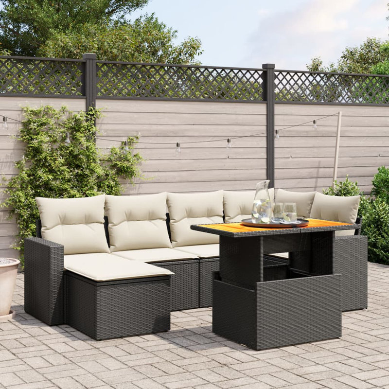 Vidaxl Garden Sofa Set Black, Cream White