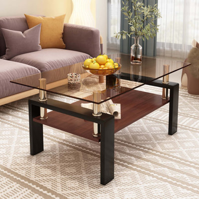 Table basse rectangulaire en verre trempé