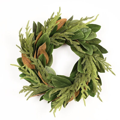 Couronne de porte de 22 po en forme de pin de magnolia