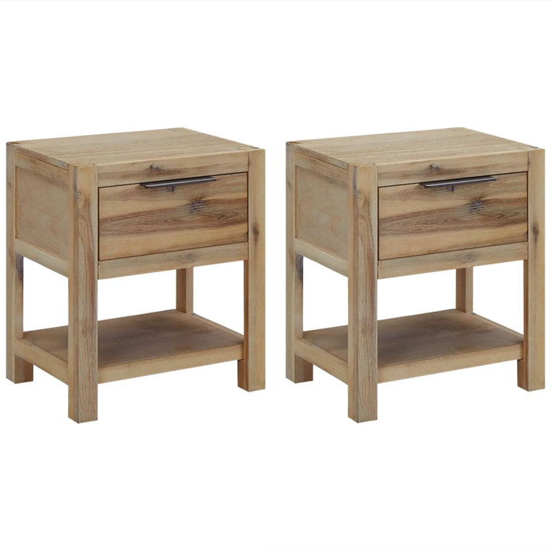 Caroline 40cm W Solid Wood Bedside Table, Set of 2