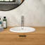 Lavabo vasque semi-encastré en céramique blanche de 17 po x 15,5 po pour la salle de bain, bords arrondis doux, faible absorption d'eau, lavabo de salle de bain à installation sans effort, conception ergonomique, résistance aux taches et aux égratignures,