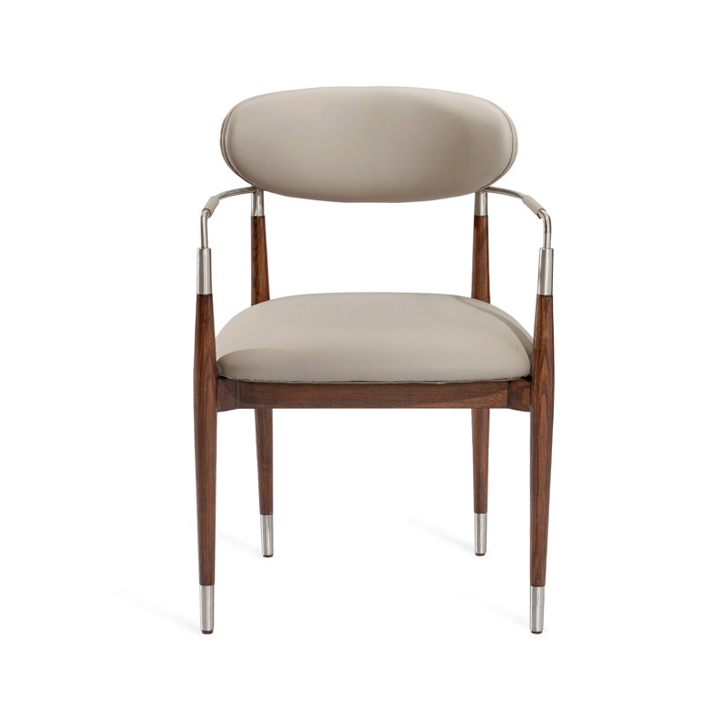 Cidra Upholstered Arm Chair, Tropez Gray, Silver/Brown