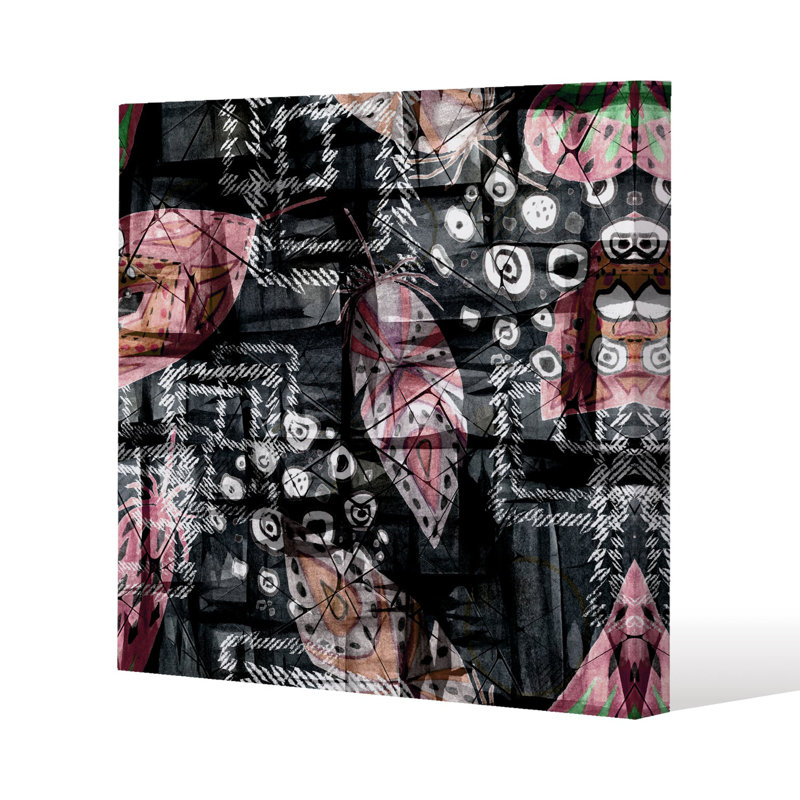 Boho pattern with feathers Slim Style Canvas Print, 90 cm H x 90 cm W