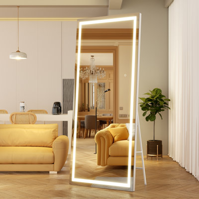 Modern & Contemporary Lighted Full-Length Mirror with Tempered Glass & 3-Year Warranty