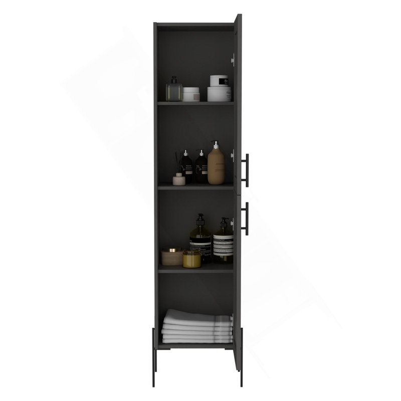 Hagi 71" Tall  Four-Tier Shelf One-Door Linen Shaker Cabinet