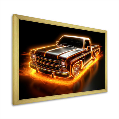 «Neon Light Strips», camionnette orange sur toile