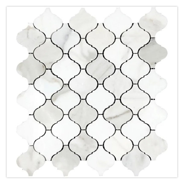 Serena 10 x 11 Calacatta Gold Marble Polished Mosaic Arabesque Tile (3.75 Sq Ft/Case) - 5 Pack