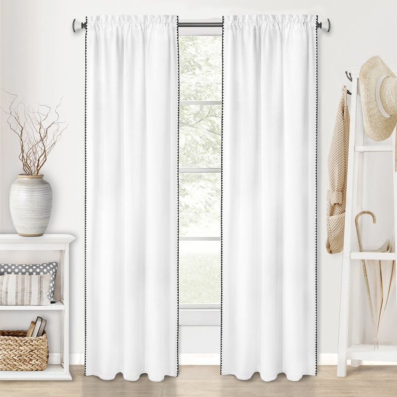 Gray Polyester Light-Filtering Rod Pocket Window Curtain Panel, 84" Length