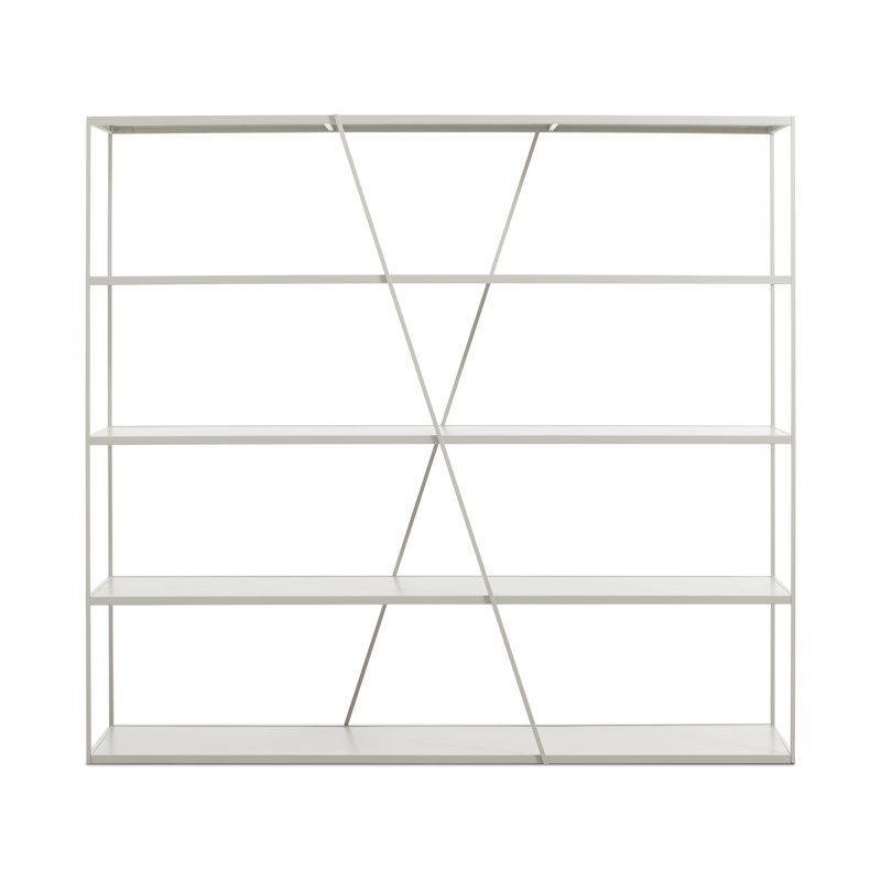 NeedWant Etagere Bookcase, Putty, (4 Shelves) 73" H x 80" W x 19" D