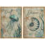 «Coastal Jellyfish and Seashell», art de la salle de bain, impression sur toile encadrée, 2 pièces-130907839-130907835