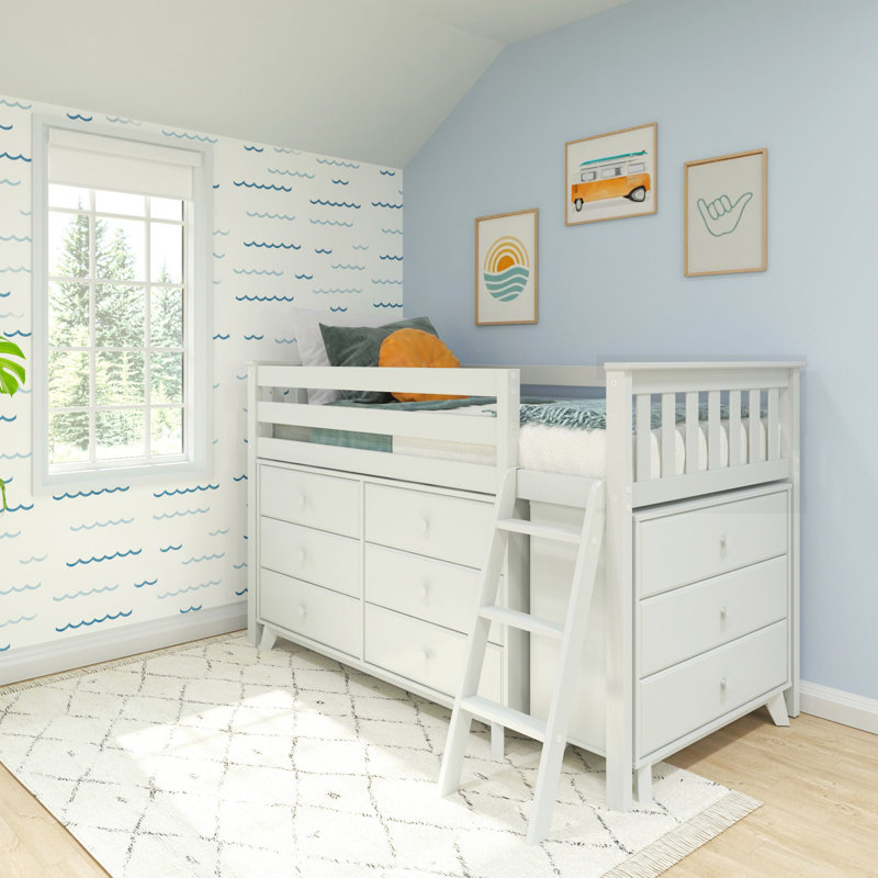 Lit mezzanine simple en bois massif par Max & Lily, Blanc