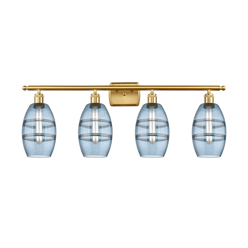 Éclairage pour meuble-lavabo 4 lumières 36 po Ballston - Dundrod, Or satiné, Bleu princesse