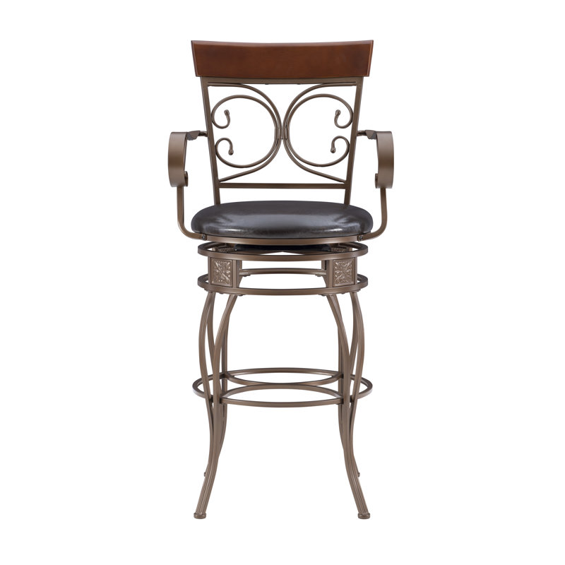 Lowry Swivel Bar Stool, Dark Brown, Bar Stool (30.5” Seat Height)
