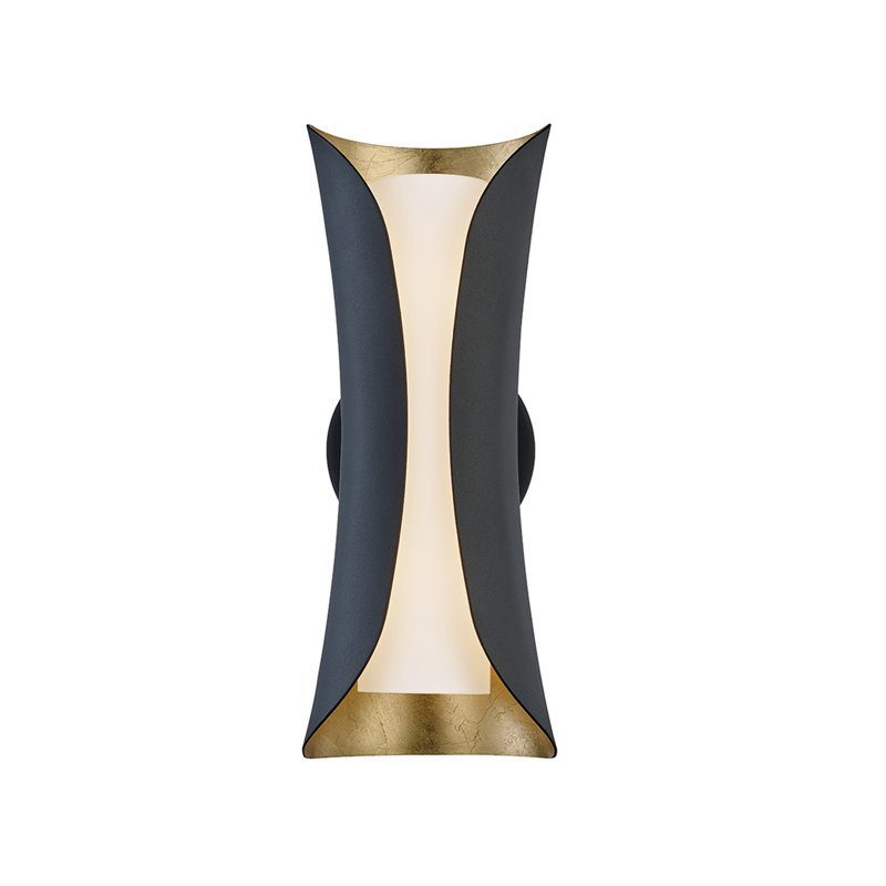 Elegant Gold Leaf & Black Opal Glass Dimmable Wall Sconce