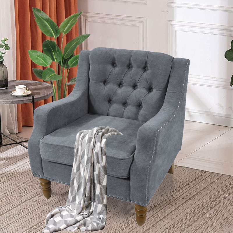 Fauteuil Brodan, Mélange de polyester gris / lin