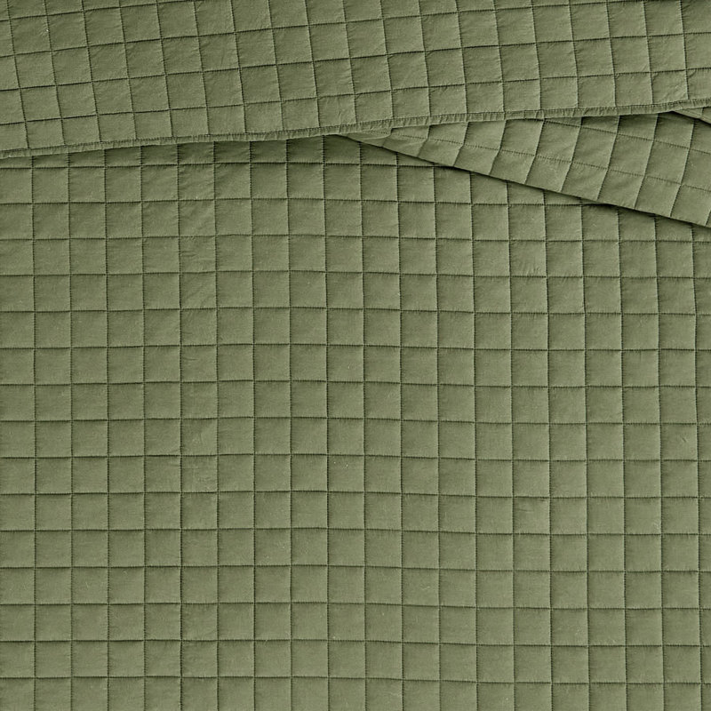 Brooklyn Loom Essential Cotton Quilt Set, Green, King Quilt  + 2 Shams