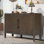Buffet Farmhouse avec 2 portes et poignées en métal pour le salon, la cuisine