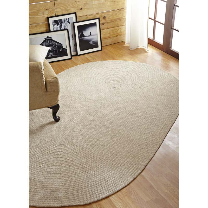 Eliezer Polyester Chenille Braided Area Rug - Dove, 30" x 50" Oval