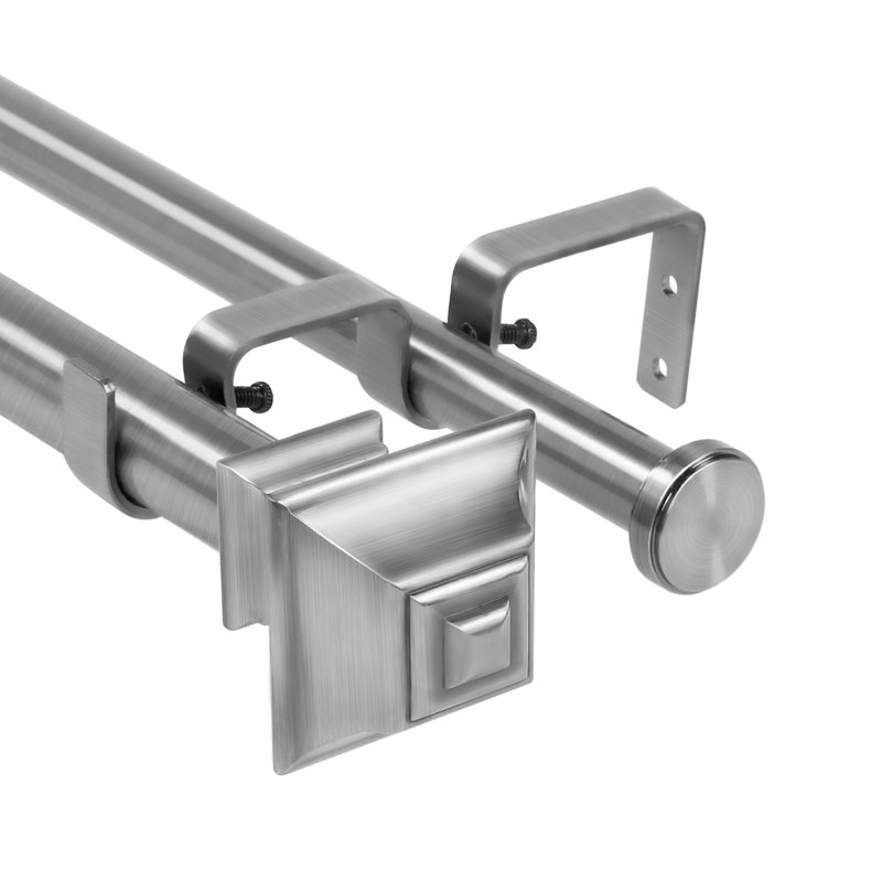 Tringle à rideaux double pour fenêtre Courter, Acier brossé, H 1 po x l 48 po x P 1 po