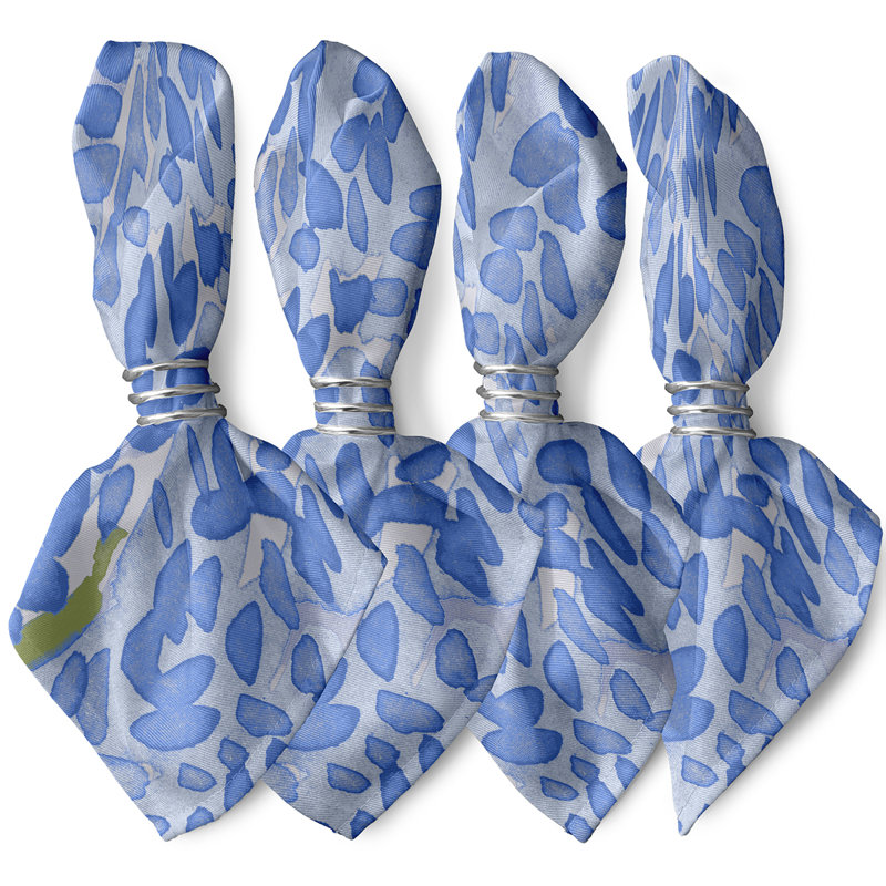 Lonston Polyester Floral Square Napkin, Light Blue