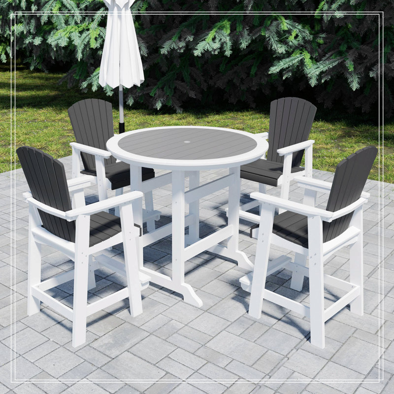 HDPE Outdoor Round Bar Table Set, 4