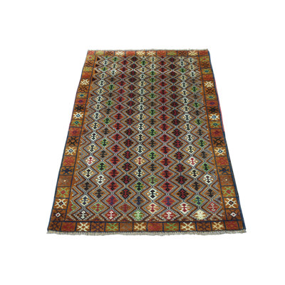 Tapis à main one-of-kind-noué la 2010 baluch brun 3 pi 1 po x 4 pi zone 8 po Fingal