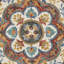 Tapis rond rouge / bleu / orange en laine noué à la main Padula-495259328
