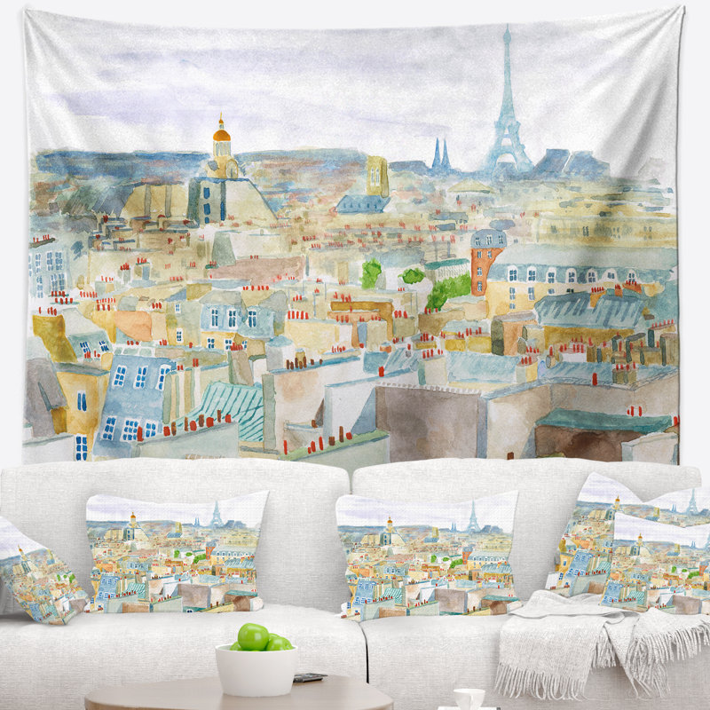 Tapisserie de la ville de paris Cityscape, H 68 po x l 80 po